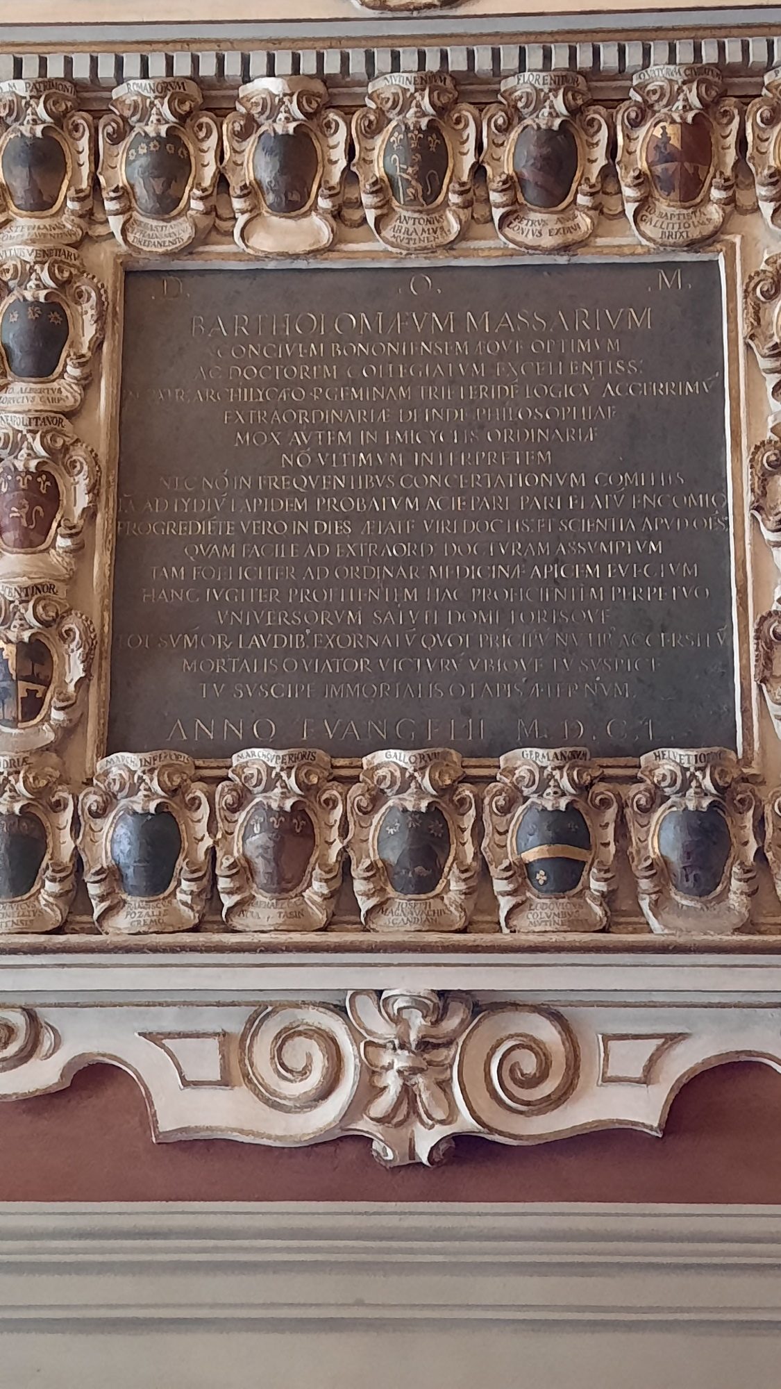 Bartolomeo Massari's memorial tablet, Archiginnasio Palace, Bologna - 03.jpg